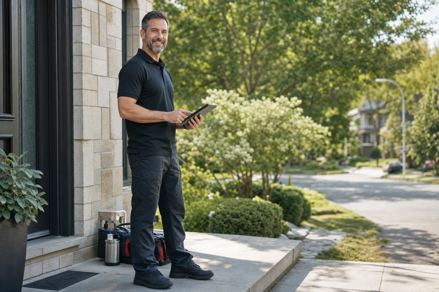 Technicien à la porte